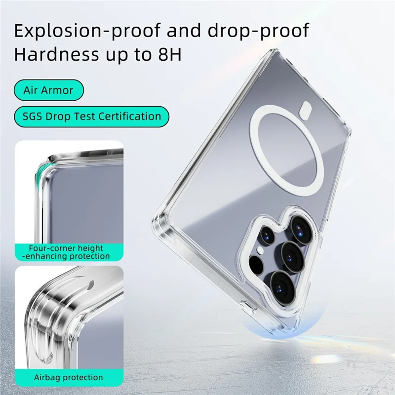 ABEEL Funda para Samsung Galaxy S25 Edge Compatible con MagSafe Antiarañazos Cubierta Trasera de Teléfono de TPU PC Transparente - Blanco