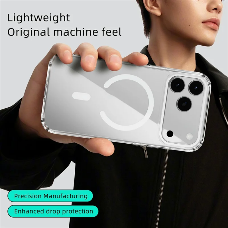 ABEEL voor iPhone 17 Pro hoes compatibel met MagSafe anti-kras transparant TPU PC telefoonhoes - Wit