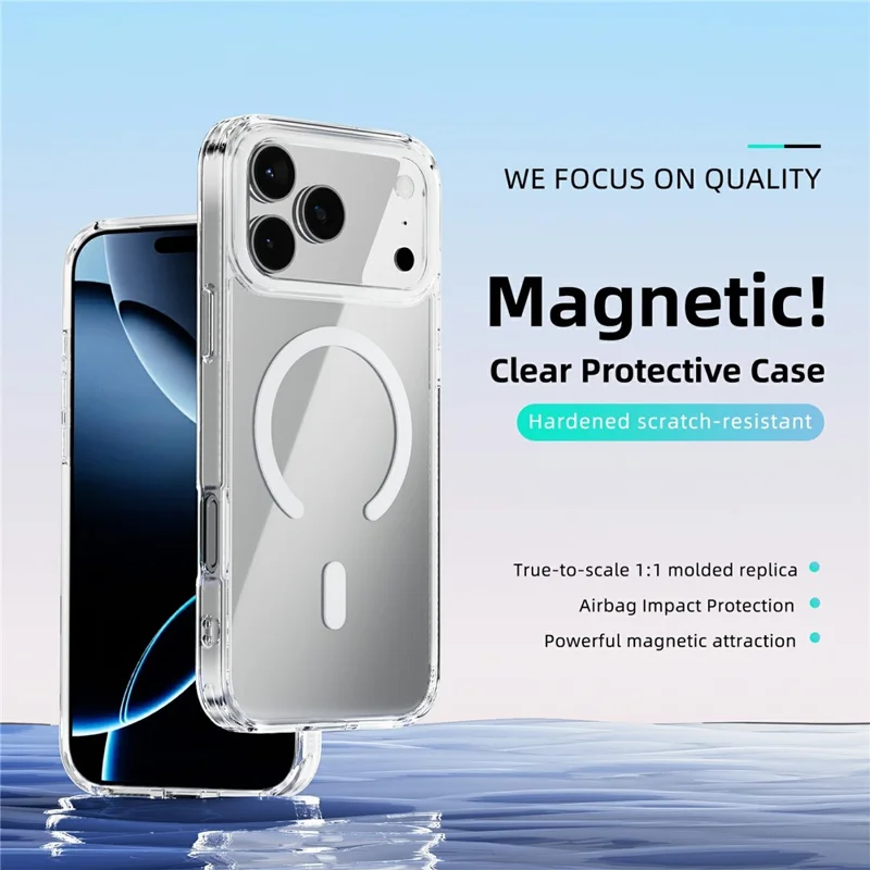 ABEEL For iPhone 17 Pro Max Case Compatible with MagSafe Anti Scratch Clear TPU PC Phone Back Cover - White