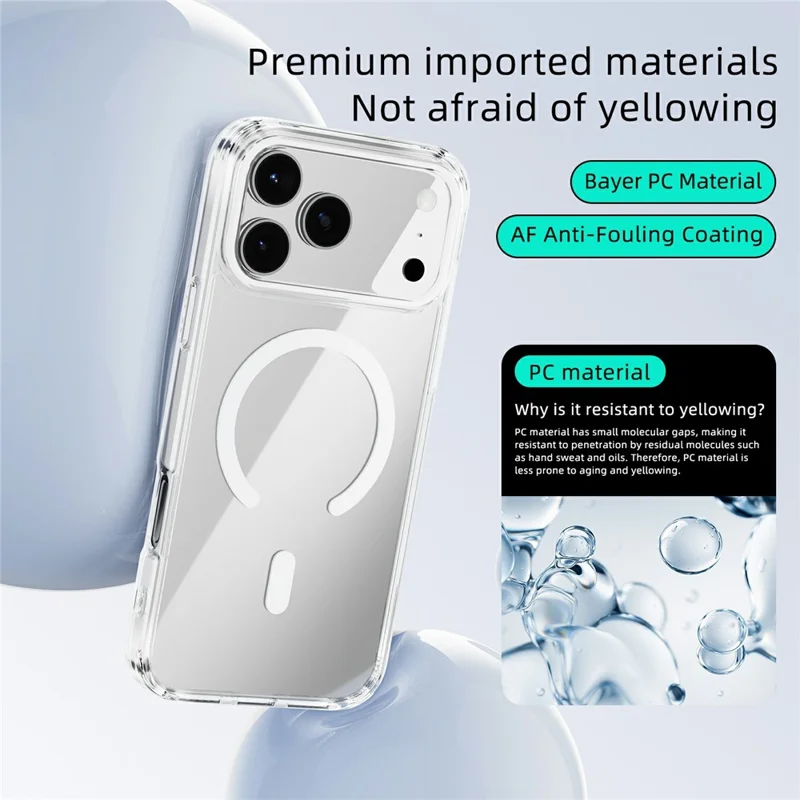 ABEEL For iPhone 17 Pro Max Case Compatible with MagSafe Anti Scratch Clear TPU PC Phone Back Cover - White