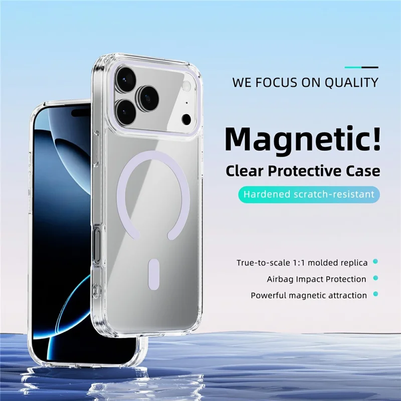 ABEEL For iPhone 17 Pro Max Case Compatible with MagSafe Anti Scratch Clear TPU PC Phone Back Cover - Purple