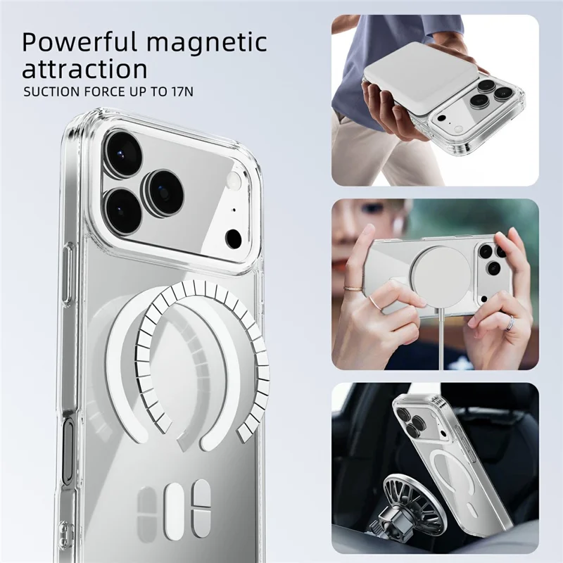 ABEEL For iPhone 17 Pro Max Case Compatible with MagSafe Anti Scratch Clear TPU PC Phone Back Cover - Purple