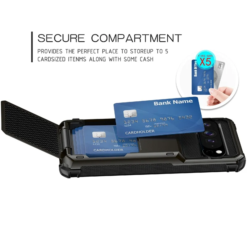 For Google Pixel 10 Pro  /  Pixel 10 Case PC + TPU Dual Layer Back Phone Cover with Card Holder - Grey