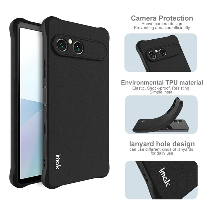 Étui IMAK pour Sony Xperia 10 VII Housse de téléphone TPU Protection antichoc - Noir mat