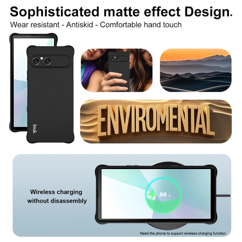 Étui IMAK pour Sony Xperia 10 VII Housse de téléphone TPU Protection antichoc - Noir mat