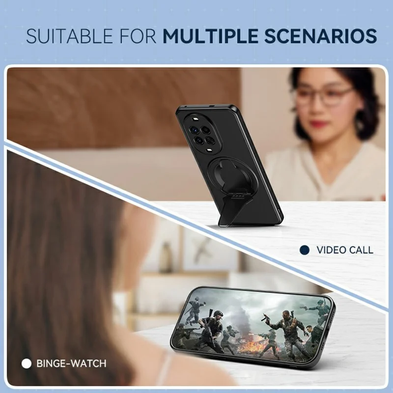Étui Huawei nova 14 5G compatible avec MagSafe, support intégré, finition mate en plastique PC et TPU - Noir