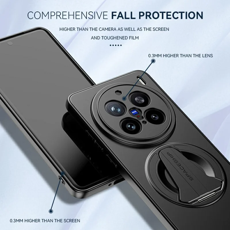 Für vivo X200 Pro 5G-Hülle kompatibel mit MagSafe, verstecktem Ständer, Skin-Feel-Matter PC-TPU-Handyhülle - Schwarz