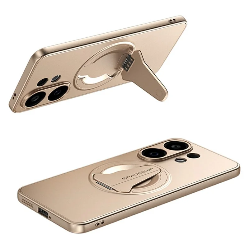 Funda compatible con vivo S30 5G con soporte oculto MagSafe, tacto de piel, cubierta trasera de PC TPU mate - Oro desierto