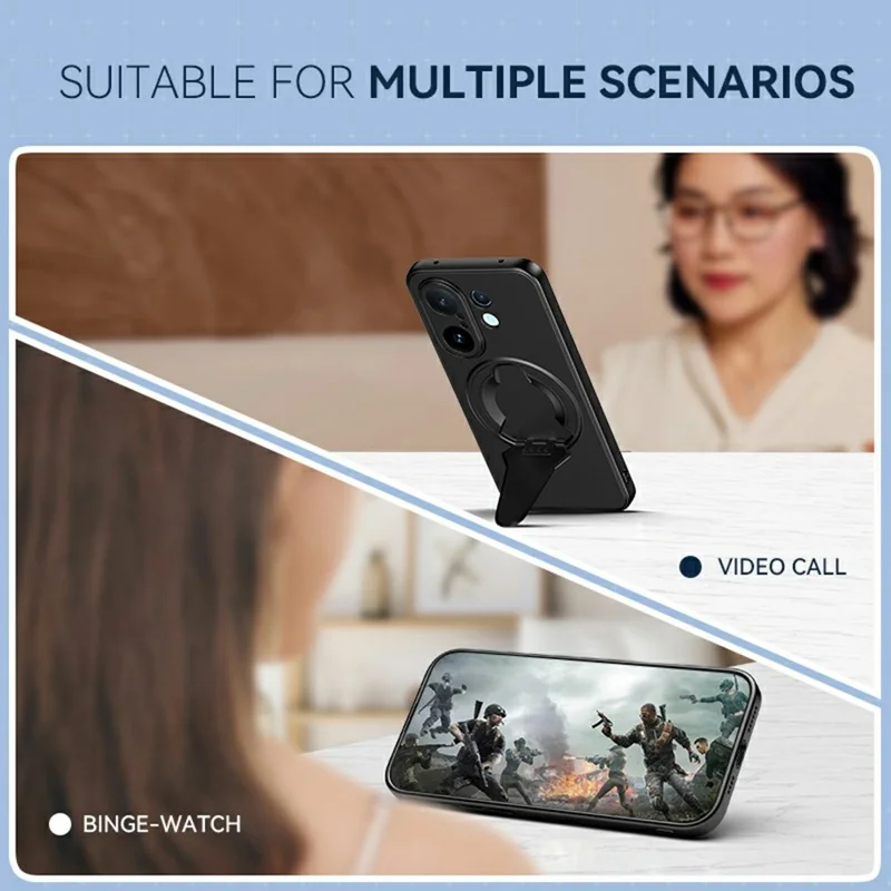 Funda compatible con vivo S30 Pro mini 5G con soporte oculto MagSafe, tacto de piel, cubierta trasera de PC TPU mate - Negro