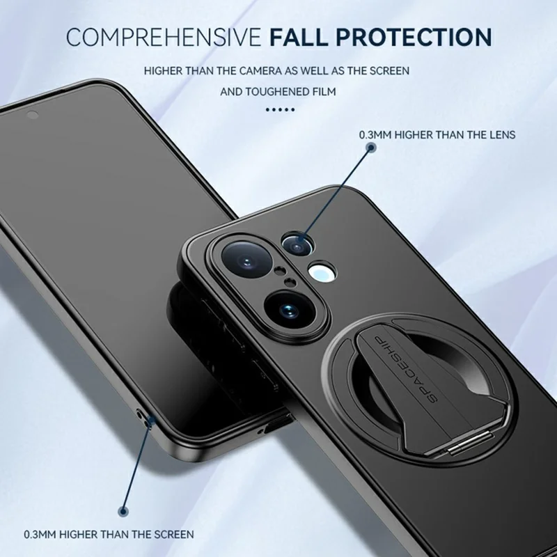 Funda compatible con vivo S30 Pro mini 5G con soporte oculto MagSafe, tacto de piel, cubierta trasera de PC TPU mate - Negro