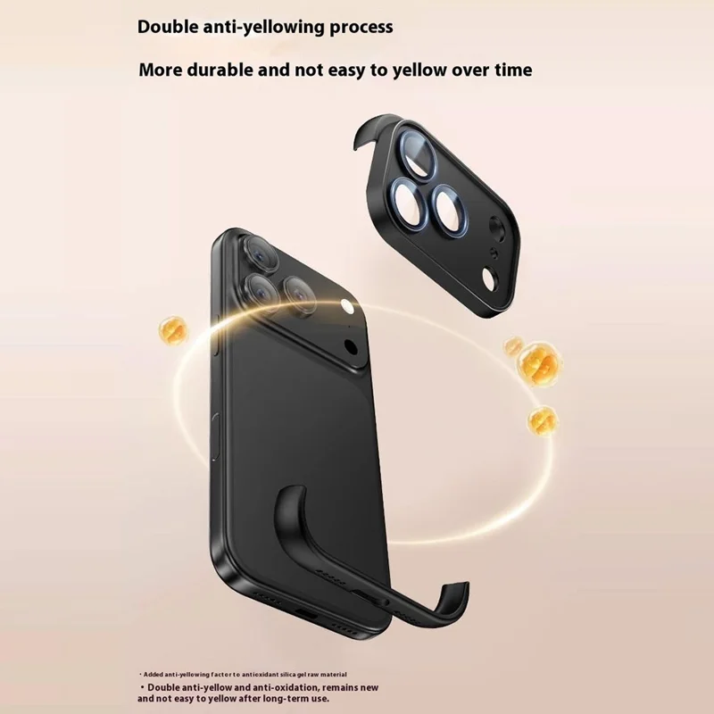 For iPhone 17 Pro Max Frameless Case Corner Edge Protection TPU Silicone Cover with Camera Lens Protector - Desert Gold