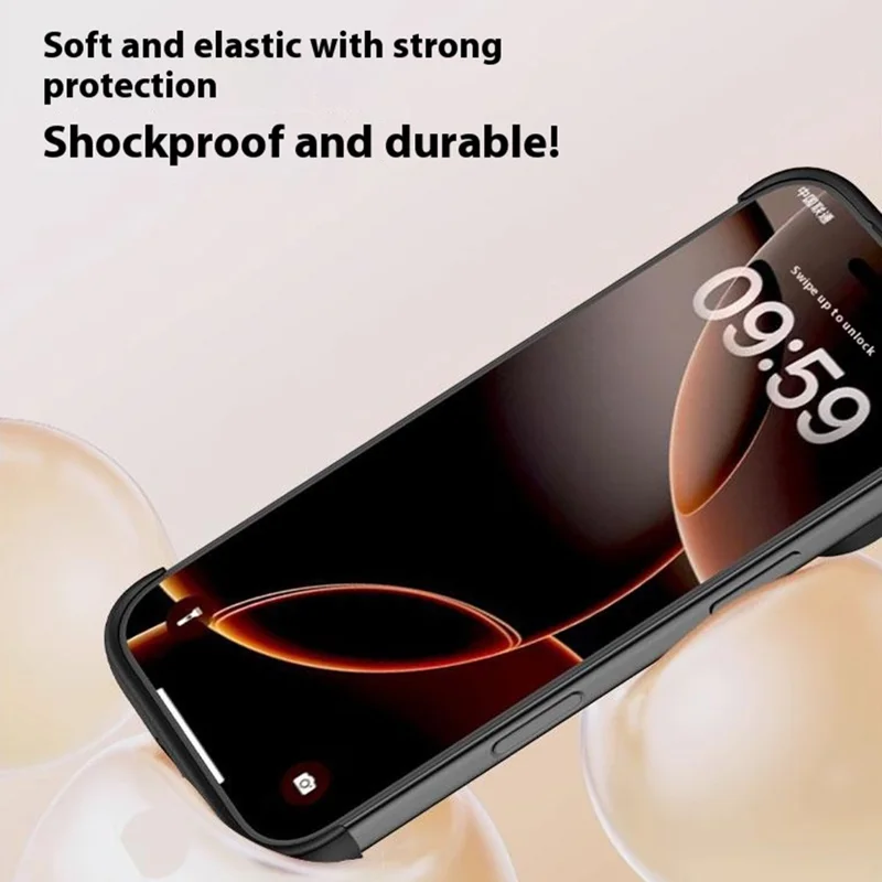 For iPhone 17 Pro Max Frameless Case Corner Edge Protection TPU Silicone Cover with Camera Lens Protector - Desert Gold