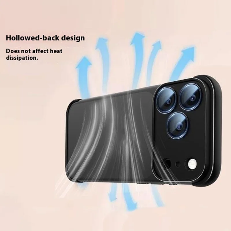 For iPhone 17 Pro Max Frameless Case Corner Edge Protection TPU Silicone Cover with Camera Lens Protector - Desert Gold