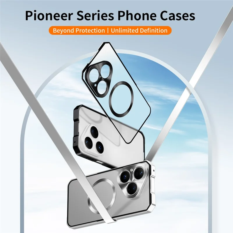 For Huawei Pura 80 Magnetic Case Hard PC Metal Frame Frosted Phone Back Cover - Silver