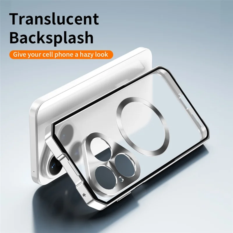 For Huawei Pura 80 Magnetic Case Hard PC Metal Frame Frosted Phone Back Cover - Silver