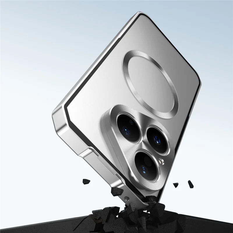 For Huawei Pura 80 Magnetic Case Hard PC Metal Frame Frosted Phone Back Cover - Silver