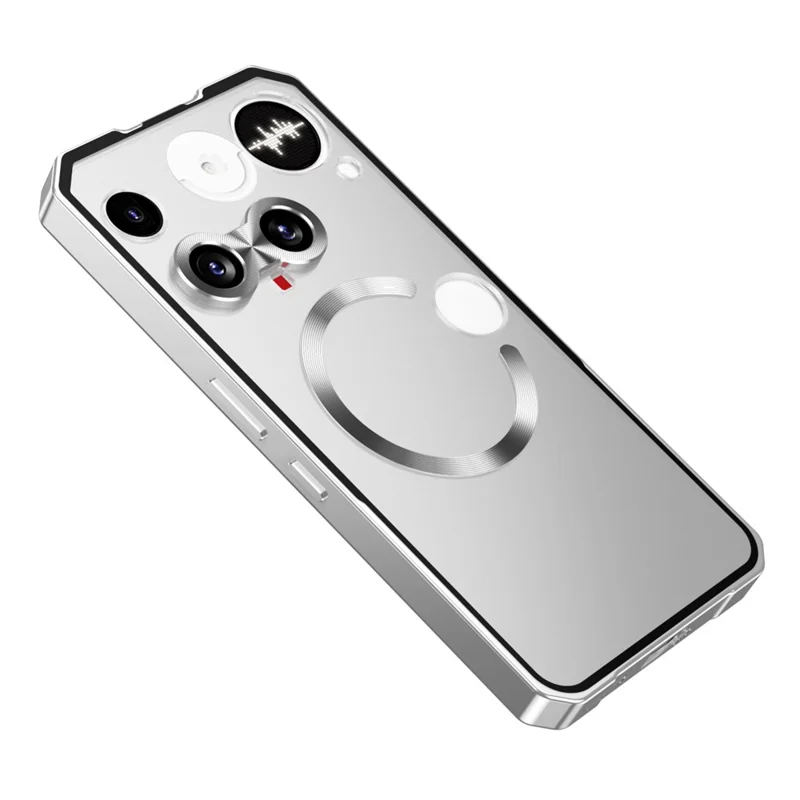 For Nothing Phone (3) 5G Magnetic Case Hard PC Metal Frame Frosted Phone Back Cover - Silver