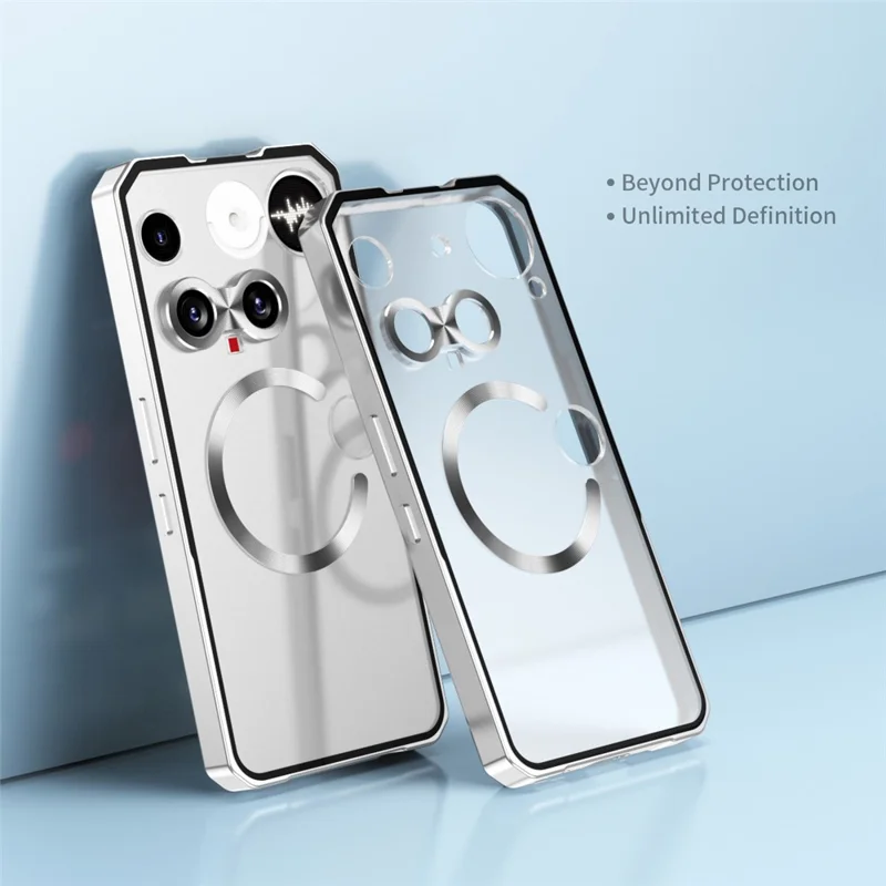 For Nothing Phone (3) 5G Magnetic Case Hard PC Metal Frame Frosted Phone Back Cover - Silver