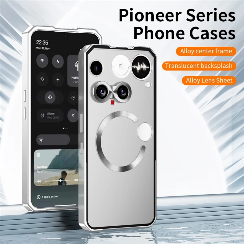 For Nothing Phone (3) 5G Magnetic Case Hard PC Metal Frame Frosted Phone Back Cover - Silver