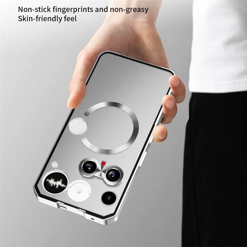 For Nothing Phone (3) 5G Magnetic Case Hard PC Metal Frame Frosted Phone Back Cover - Silver