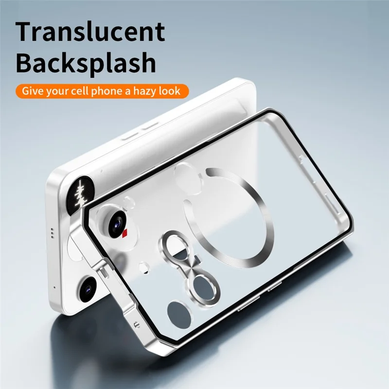 For Nothing Phone (3) 5G Magnetic Case Hard PC Metal Frame Frosted Phone Back Cover - Silver