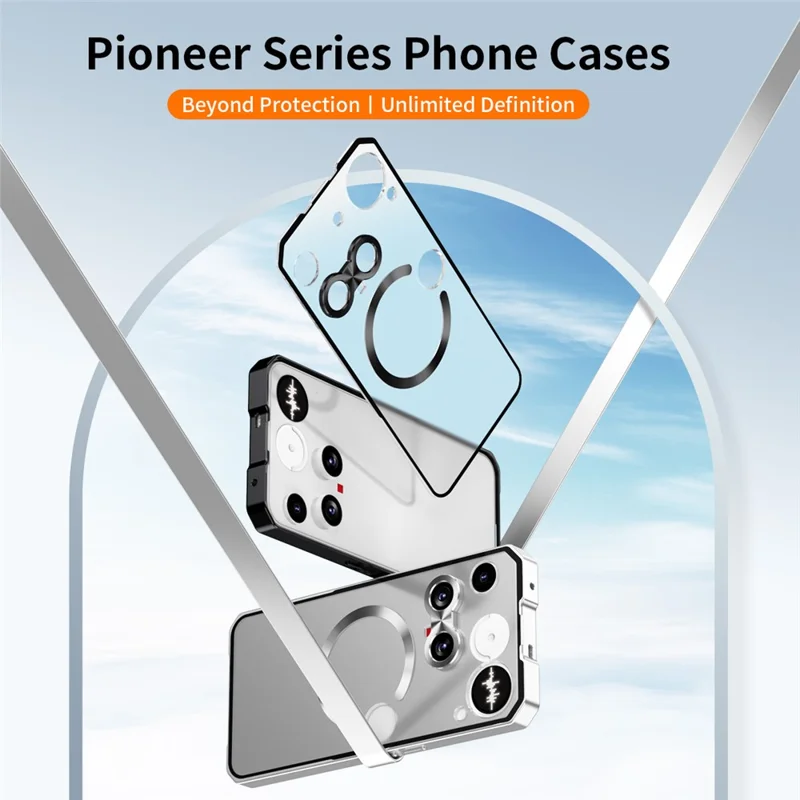 For Nothing Phone (3) 5G Magnetic Case Hard PC Metal Frame Frosted Phone Back Cover - Silver