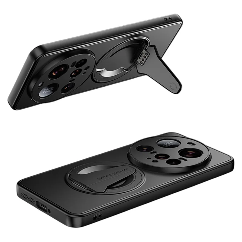 Funda Xiaomi 15 Ultra Compatible con MagSafe Soporte Oculto Sensación de Piel Mate PC TPU Cubierta Trasera del Teléfono - Negro