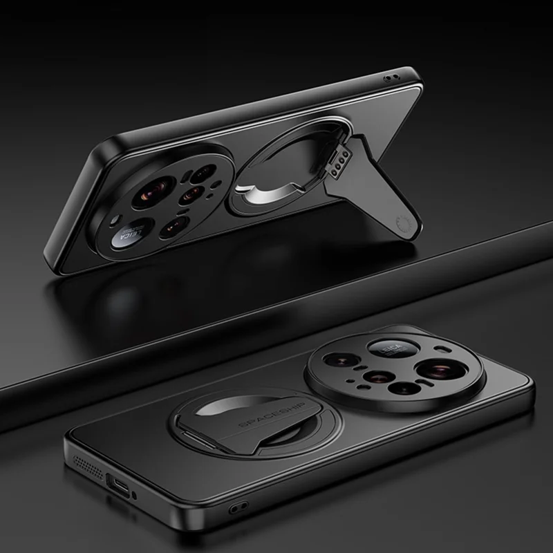 Funda Xiaomi 15 Ultra Compatible con MagSafe Soporte Oculto Sensación de Piel Mate PC TPU Cubierta Trasera del Teléfono - Negro
