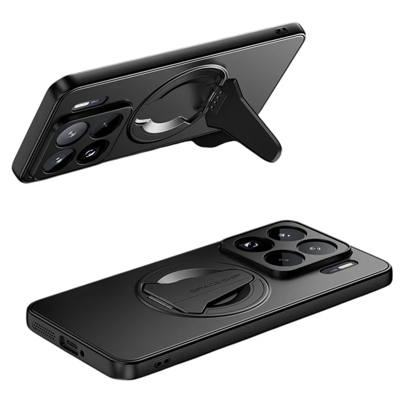 Funda para Xiaomi 15S Pro Compatible con MagSafe con Soporte Oculto Tacto Mate PC TPU Cubierta Trasera del Teléfono - Negro