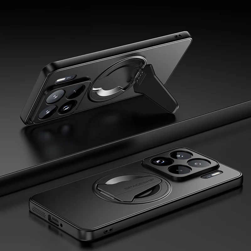 Funda para Xiaomi 15S Pro Compatible con MagSafe con Soporte Oculto Tacto Mate PC TPU Cubierta Trasera del Teléfono - Negro