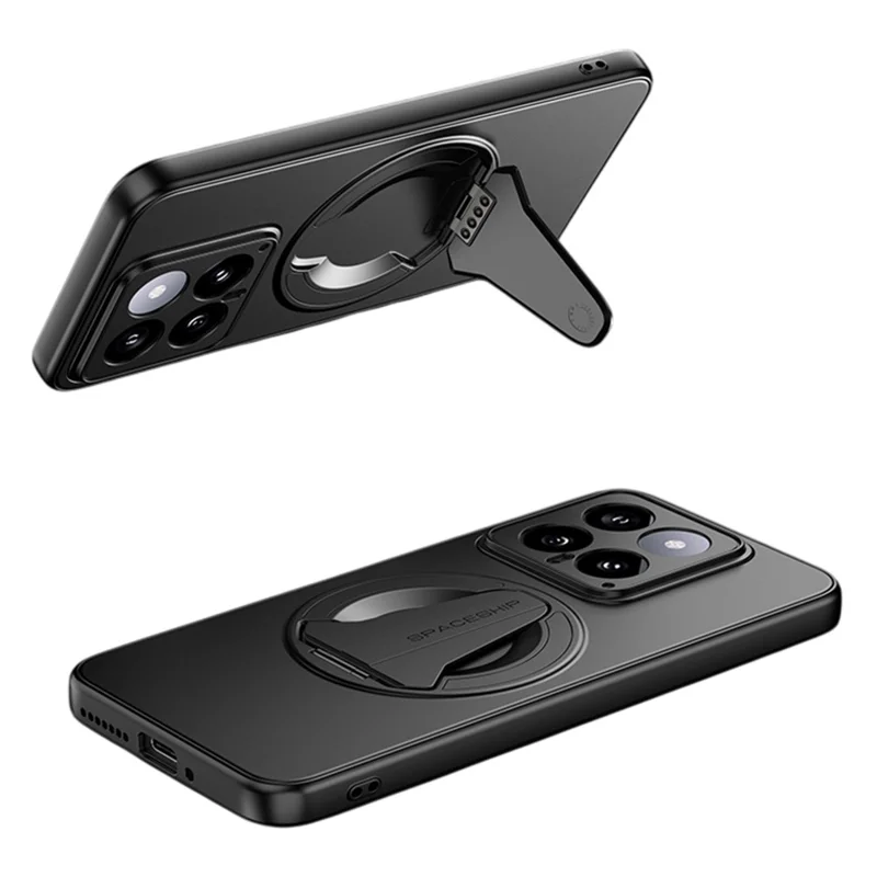 Funda compatible con Xiaomi 14 con soporte oculto MagSafe, piel mate de PC TPU, cubierta trasera de teléfono - Negro