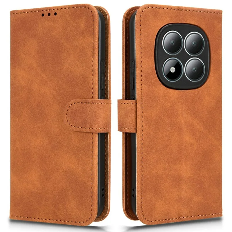 For Xiaomi Poco M8 Pro 5G / Redmi Note 15 Pro+ 5G (Global) Leather Case Skin Feel Anti Drop Wallet Flip Phone Cover - Brown