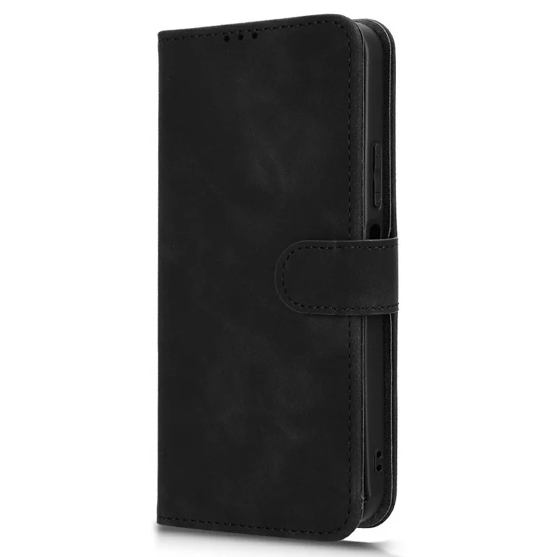 For Xiaomi Poco M7 4G (EU) (171mm) Leather Case Skin Feel Anti Drop Wallet Flip Phone Cover - Black