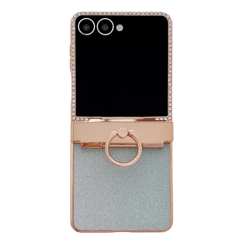 جراب لهاتف سامسونج جالكسي Z Flip7 5G بتصميم لامع ومزينة بحصى الراين جراب صلب من مادة البولي كربونات - ذهبي