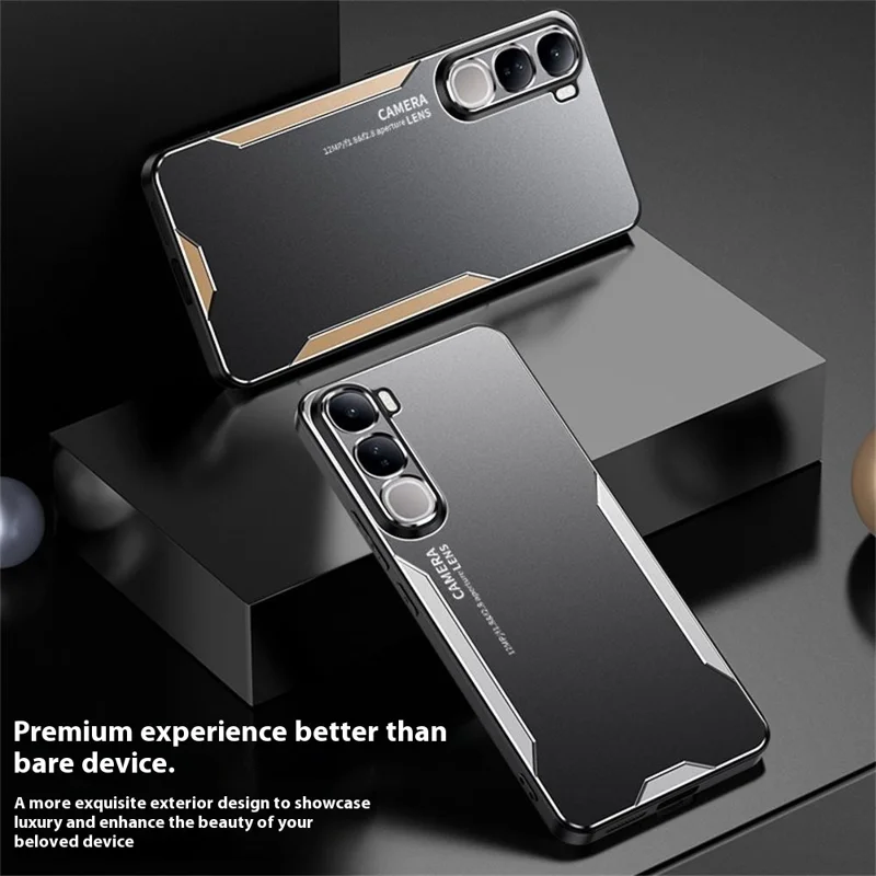 For vivo Y400 4G Phone Case Aluminium Alloy TPU PC Back Cover - Gold