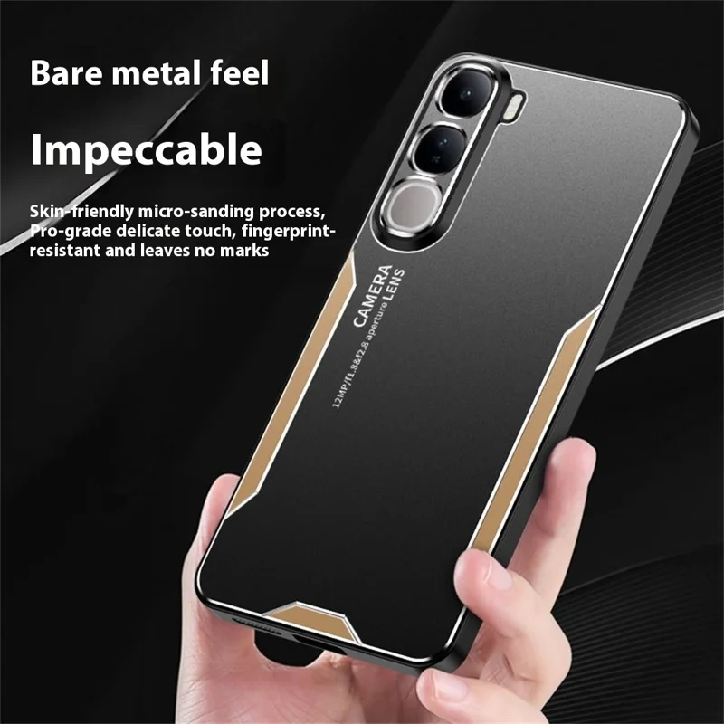 For vivo Y400 4G Phone Case Aluminium Alloy TPU PC Back Cover - Gold