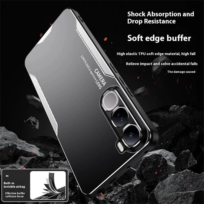 For vivo Y400 4G Phone Case Aluminium Alloy TPU PC Back Cover - Gold