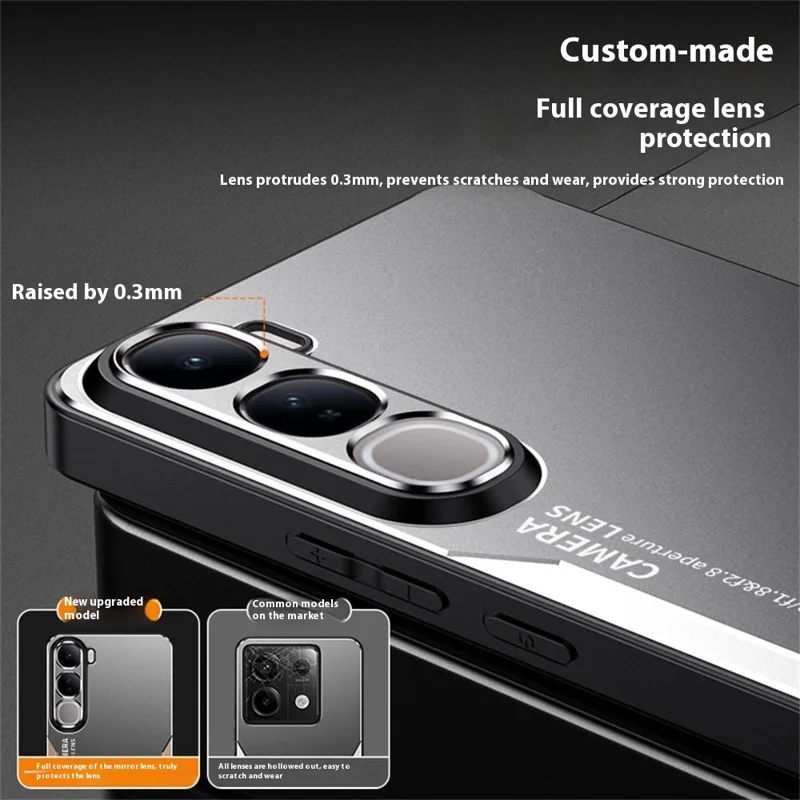 For vivo Y400 4G Phone Case Aluminium Alloy TPU PC Back Cover - Gold