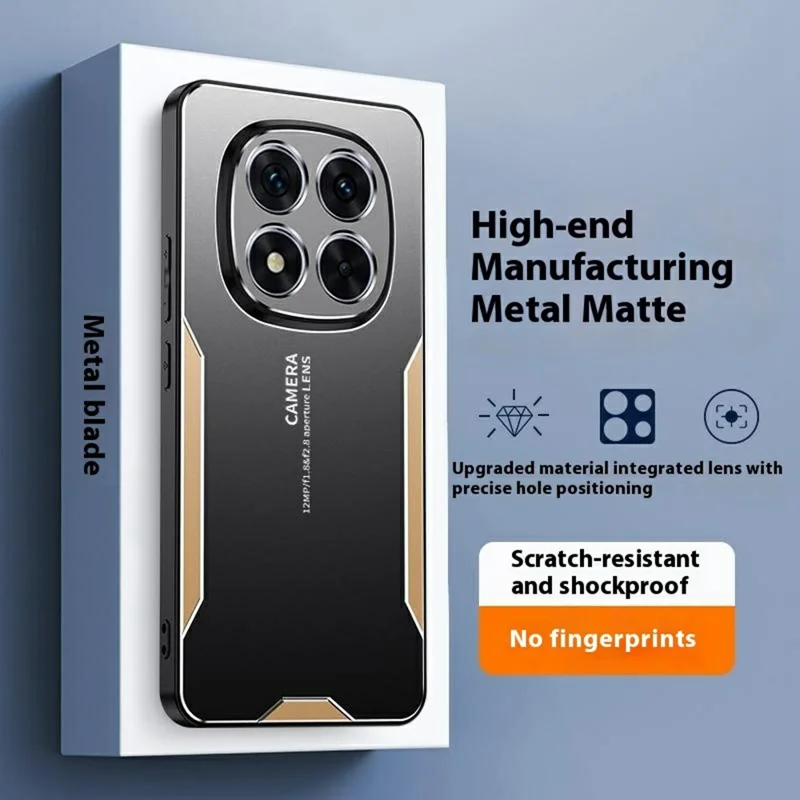 Custodia per Xiaomi Redmi Note 15 Pro+ 5G - Copertura posteriore in lega di alluminio TPU PC - Oro