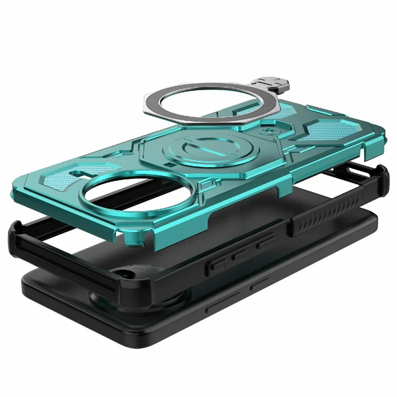 Bulk Purchasing For Xiaomi Poco F7 Ultra 5G  /  Redmi K80 Pro 5G Magnetic Case Rotating Metal Kickstand PC + TPU Phone Back Cover - Baby Blue