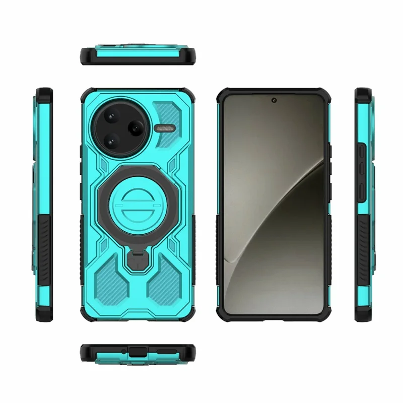 Bulk Purchasing For Xiaomi Poco F7 Ultra 5G  /  Redmi K80 Pro 5G Magnetic Case Rotating Metal Kickstand PC + TPU Phone Back Cover - Baby Blue