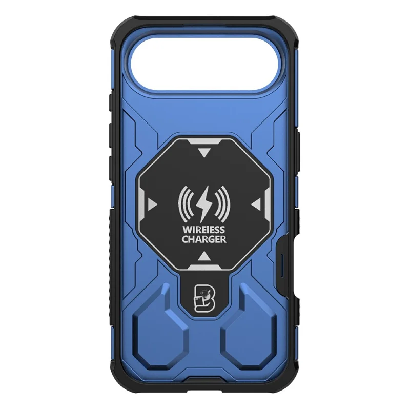 Массовая покупка для iPhone 17 Air Magnetic Case Rotating Metal Kickstand PC + TPU Phone Back Cover - Dark Blue