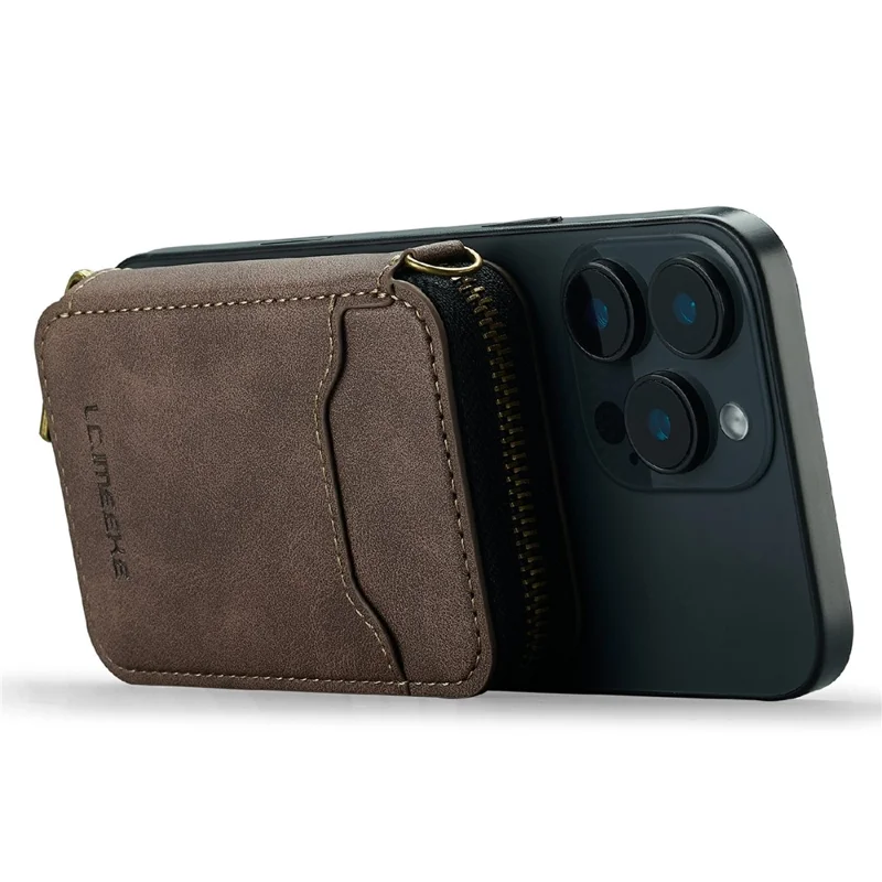 LC.IMEEKE L6 Zipper Wallet Case RFID Blocking Phone Magnetic Card Holder - Coffee