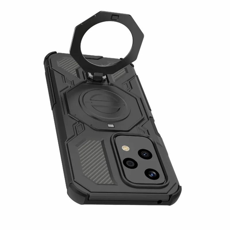 Bulk Purchasing For Honor 200 Lite Magnetic Case Rotating Metal Kickstand PC + TPU Phone Back Cover - Black