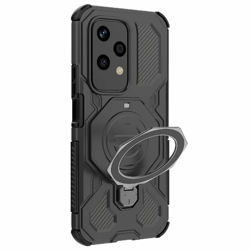 Bulk Purchasing For Honor 200 Lite Magnetic Case Rotating Metal Kickstand PC + TPU Phone Back Cover - Black