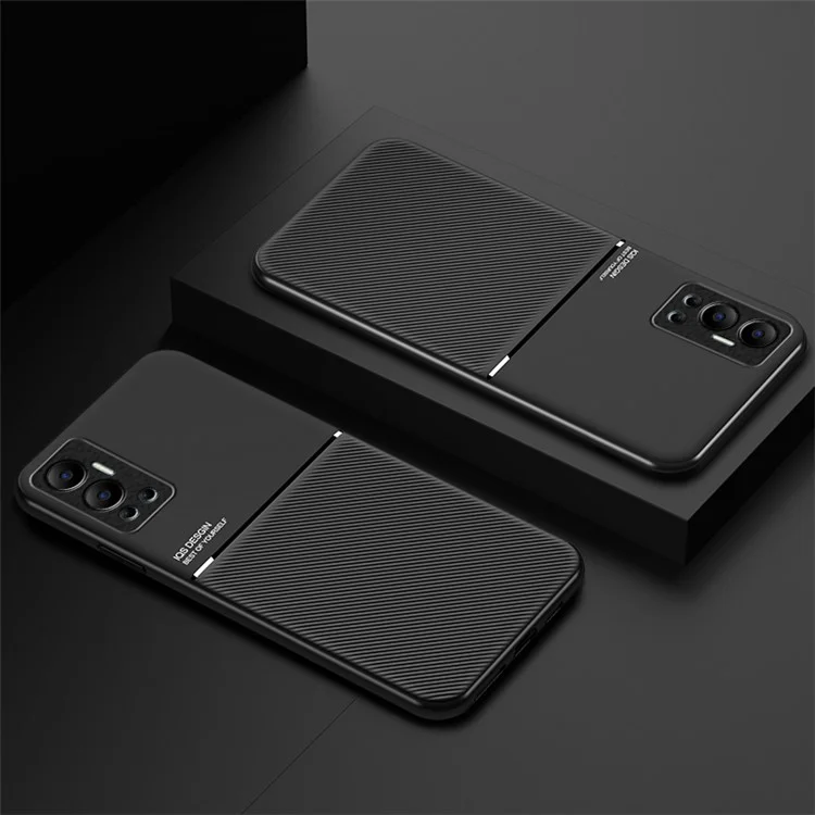 Pour L'infinix Hot 12 4G Back Back, Lignes de Cuir PU Imprimé + Coque Hybride Tpu Avec Feuille de Métal Intégrée - Bleu