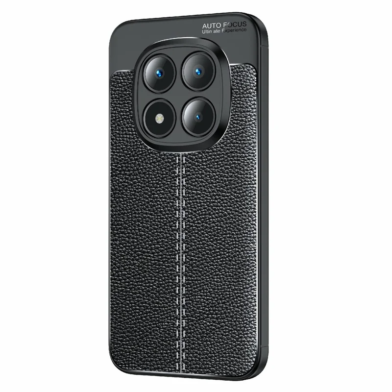 Étui pour Xiaomi Redmi Note 15 Pro+ 5G, Texture de Litchi, Couverture de Téléphone Flexible en TPU, Noir