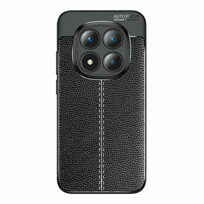 Étui pour Xiaomi Redmi Note 15 Pro+ 5G, Texture de Litchi, Couverture de Téléphone Flexible en TPU, Noir