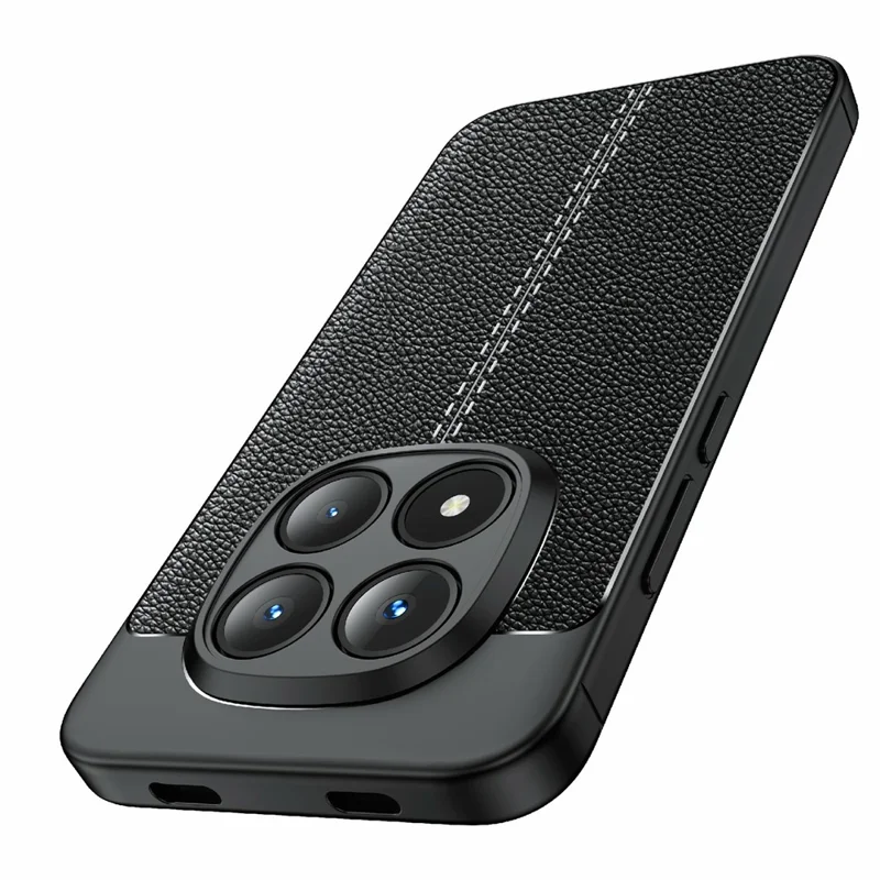 Étui pour Xiaomi Redmi Note 15 Pro+ 5G, Texture de Litchi, Couverture de Téléphone Flexible en TPU, Noir