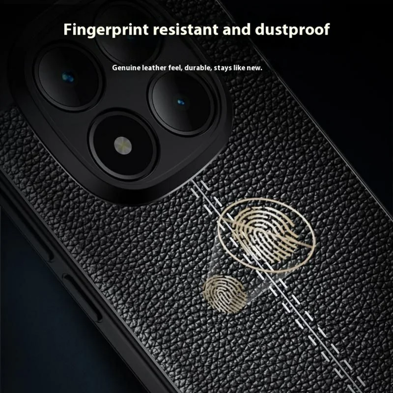 Étui pour Xiaomi Redmi Note 15 Pro+ 5G, Texture de Litchi, Couverture de Téléphone Flexible en TPU, Noir